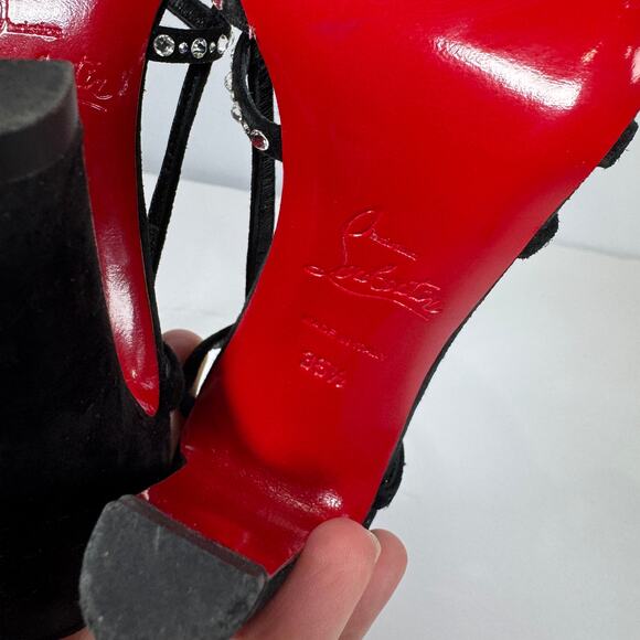 Christian Louboutin Vegastrassima 100 Crystal Heel Slingbacks Size 35.5/US 5.5 - Picture 6 of 8